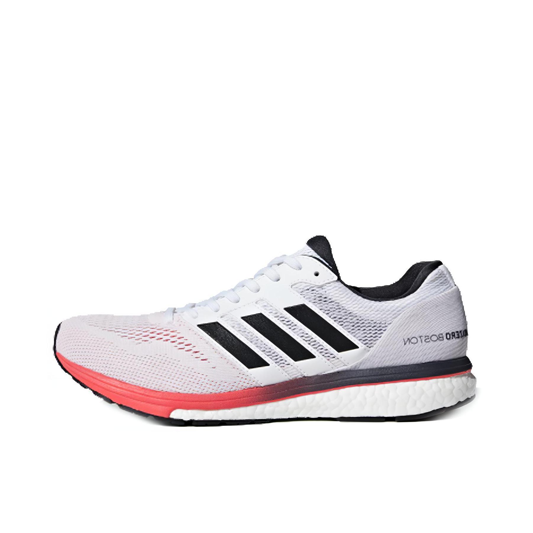 推荐商品：adidas Adizero Boston 7 跑鞋 防滑减震轻便耐磨马拉松碳板织物 Shock Red 白色/黑色/红色