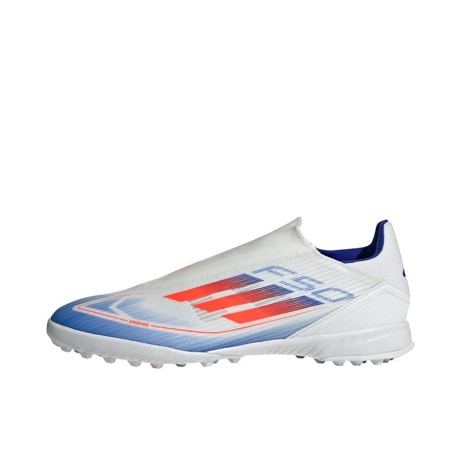 推荐商品：adidas F50 League TF 中端 碎钉 防滑 套脚 平跟 低帮 包裹性 足球鞋 白色/蓝色