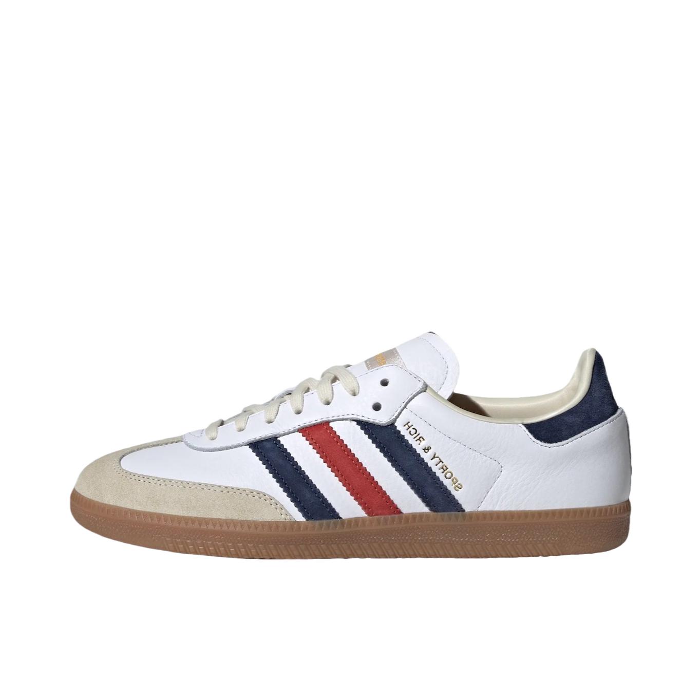 推荐商品：adidas Originals Samba OG T头鞋 板鞋 经典复古舒适百搭耐磨合成革圆头薄底贴合 白色/深蓝色/红色