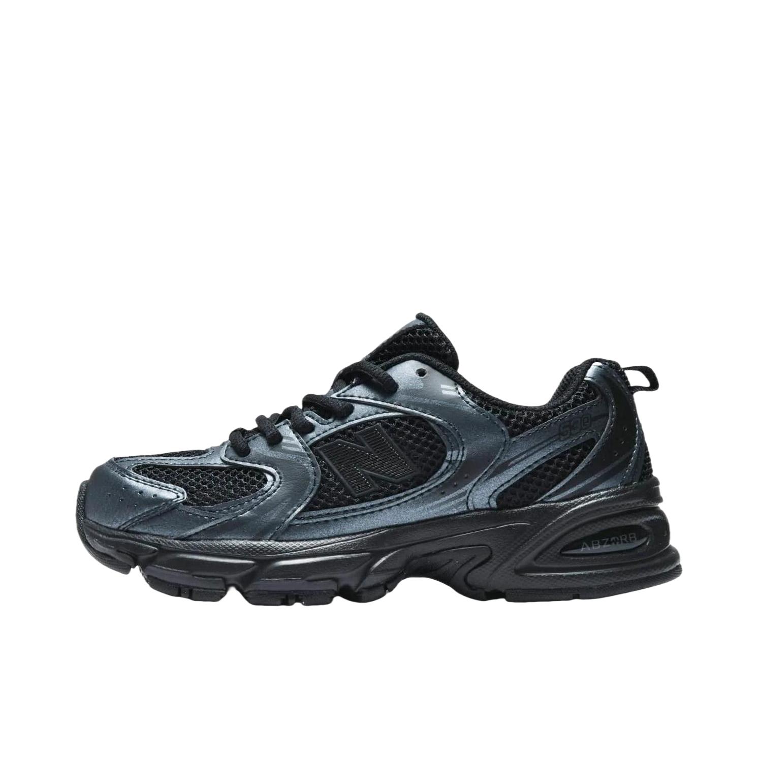 推荐商品：New Balance MR530 跑鞋 圆头经典拼接复古缓震防滑耐磨网面透气支撑 大童/黑色/银色 
