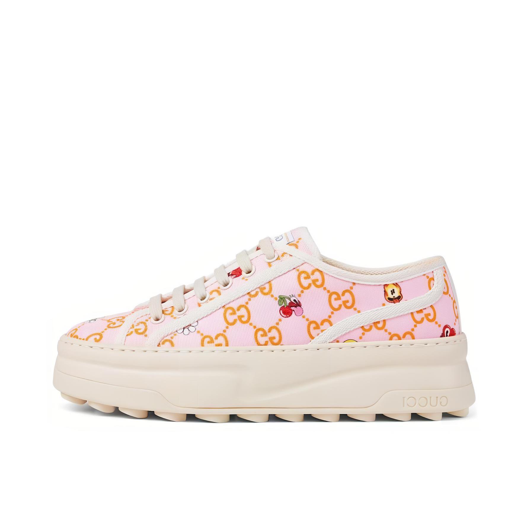 推荐商品：Gucci 帆布 低帮 厚底 系带 板鞋 782494 FAC9M 粉色