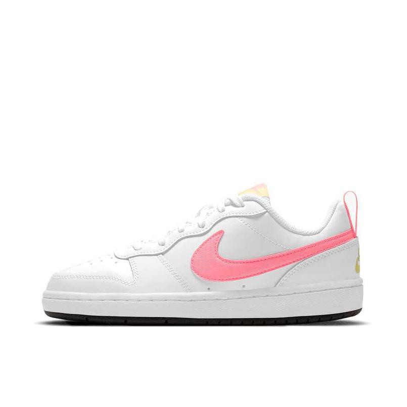 推荐商品：Nike Court Borough 2 板鞋 复古时尚支撑舒适百搭轻便防滑 GS/白色/粉色