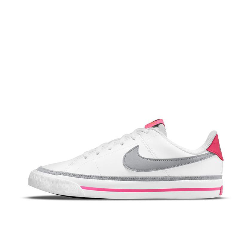 推荐商品：Nike Court Legacy 板鞋 复古舒适透气防滑耐磨休闲运动一脚蹬 GS/白色/灰色/粉色