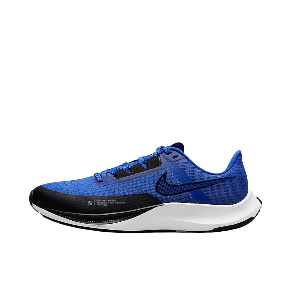 推荐商品：Nike Air Zoom Rival Fly 3 跑鞋 网面透气轻质缓震耐磨防滑织物回弹包裹性 蓝色/黑色