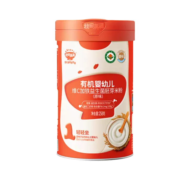 推荐商品：秋田满满 有机婴幼儿维C加铁益生菌胚芽米粉营养补充钙铁