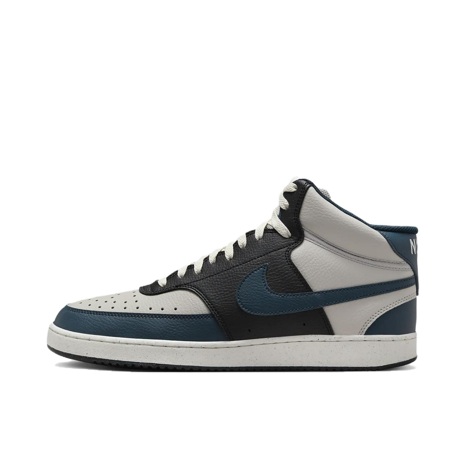 推荐商品：Nike Court Vision 板鞋 复古缓震抓地防滑轻便 轻铁矿石/黑色/军械库海军蓝
