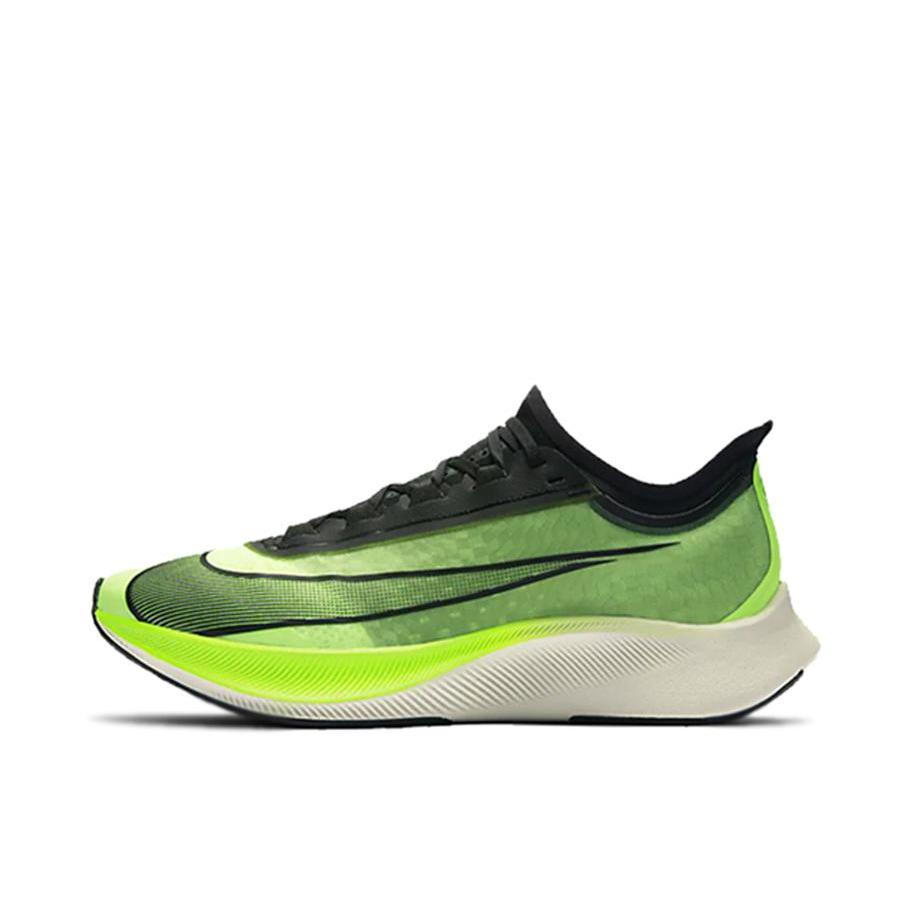 推荐商品：Nike Zoom Fly 3 跑鞋 缓震回弹防滑耐磨竞速碳板马拉松合成革织物泡棉 黑绿