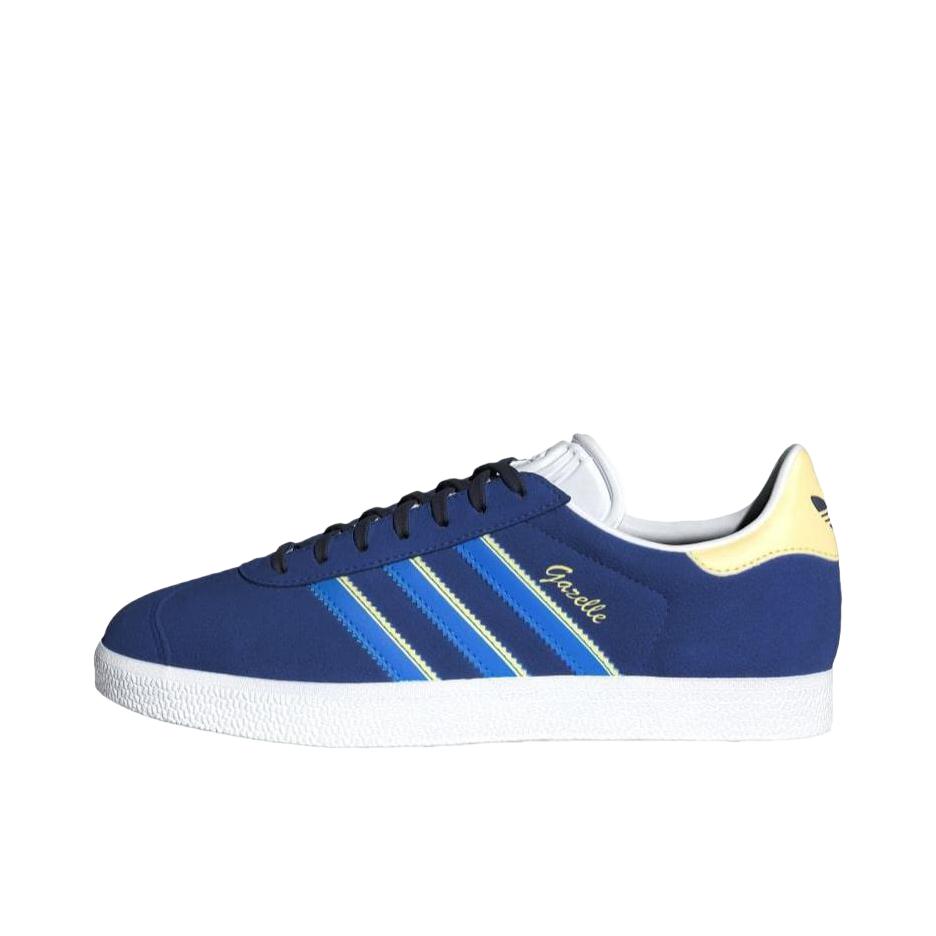 推荐商品：adidas Originals Gazelle T头鞋 德训鞋 板鞋 轻便复古薄底舒适百搭减震耐磨贴合圆头 深蓝色/黄色 