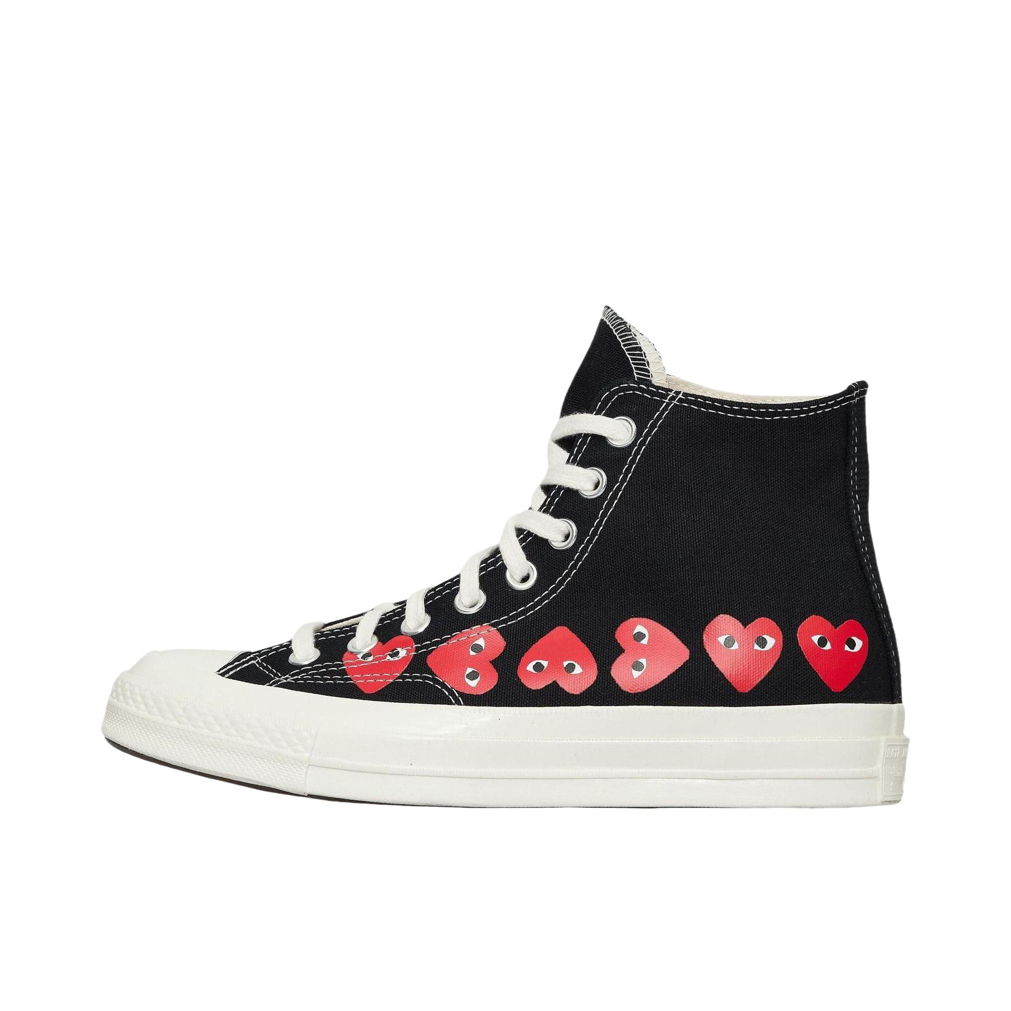 推荐商品：CDG Play/川久保玲 帆布 圆头 系带 高帮 帆布鞋 P1K1271 Converse联名/黑色