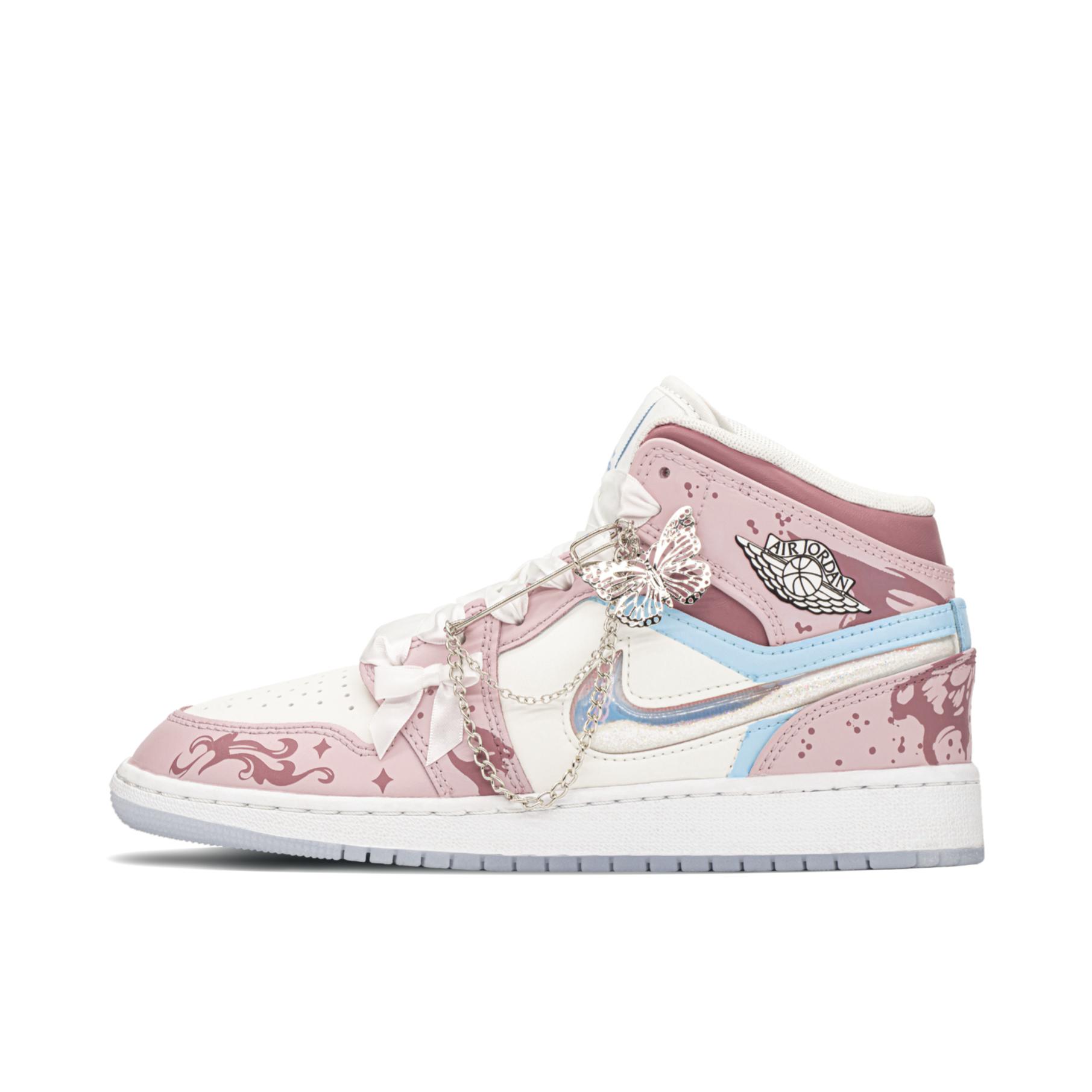 推荐商品：【定制球鞋】Air Jordan 1 减震 耐磨 透气 平跟 复古 潮流 简约 包裹性 防滑 轻便 支撑 增高 板鞋 GS/蝴蝶仙子
