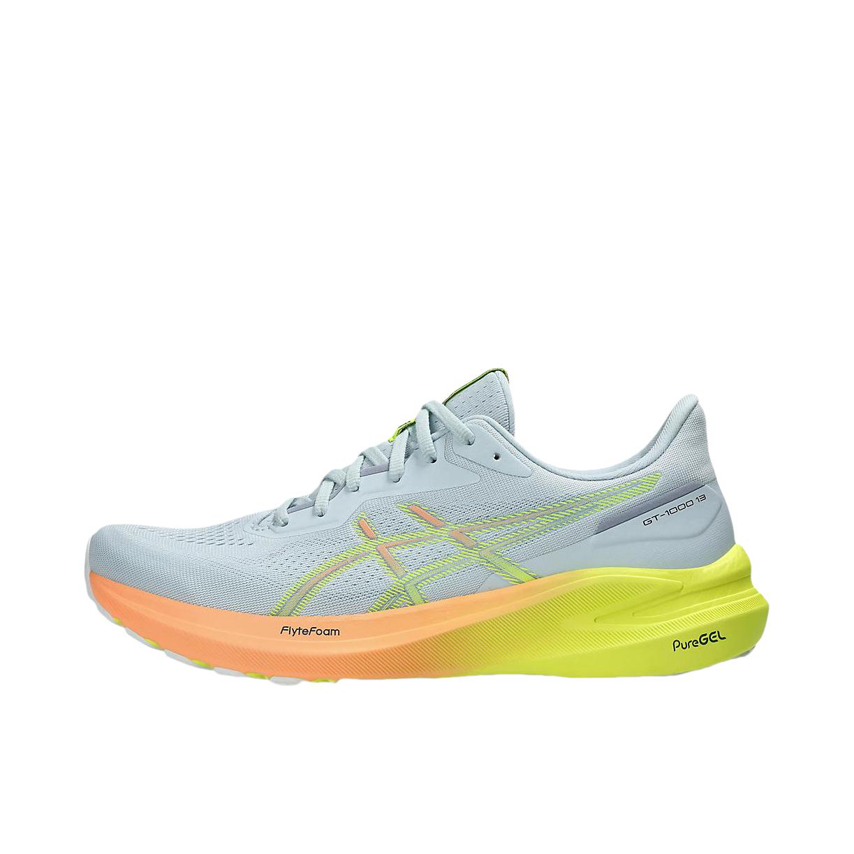 推荐商品：Asics/亚瑟士 GT-1000 13 跑鞋 舒适防滑耐磨透气缓震支撑轻量轻便回弹短跑 男款/灰色/橙色 