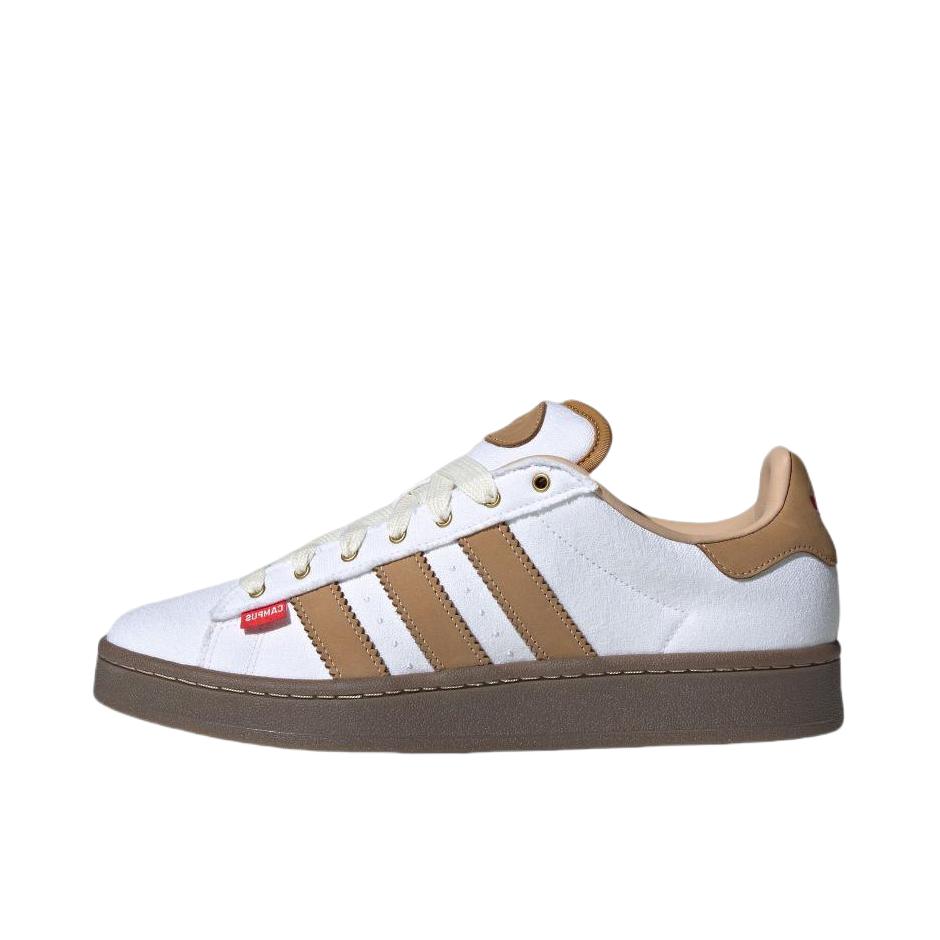 推荐商品：adidas Originals Campus 00s 板鞋 面包鞋 复古缓震透气轻便薄底贴合耐穿圆头包裹性平跟支撑 白色/麦棕/魔力浅褐