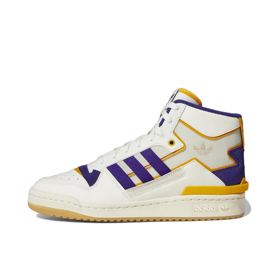 推荐商品：adidas Originals Forum 板鞋 轻便复古防滑时尚魔术贴篮球风薄底包裹性 米色/紫色