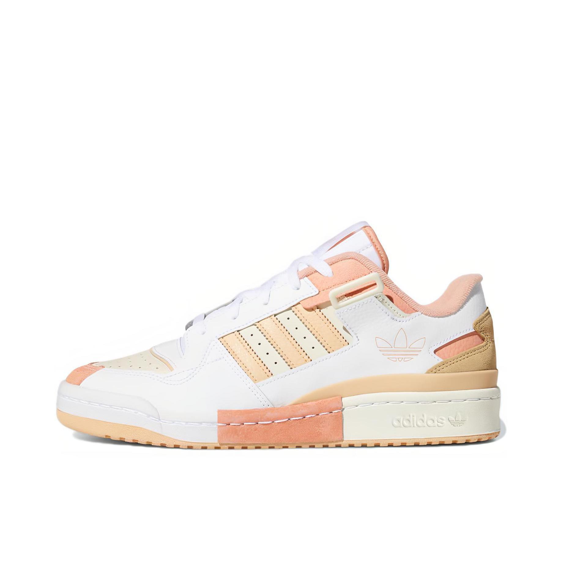 推荐商品：adidas Originals Forum 板鞋 轻便复古防滑时尚魔术贴篮球风薄底包裹性 白色/米色/粉色