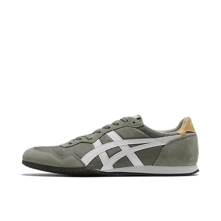 推荐商品：Onitsuka Tiger 鬼冢虎 Serrano 运动休闲鞋 舒适轻便防滑耐磨网布透气百搭复古减震包裹性低帮 橄榄绿/白色/黄色
