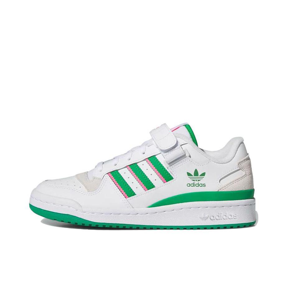 推荐商品：adidas Originals Forum 板鞋 轻便复古防滑时尚魔术贴篮球风薄底包裹性 白色/绿色/粉色