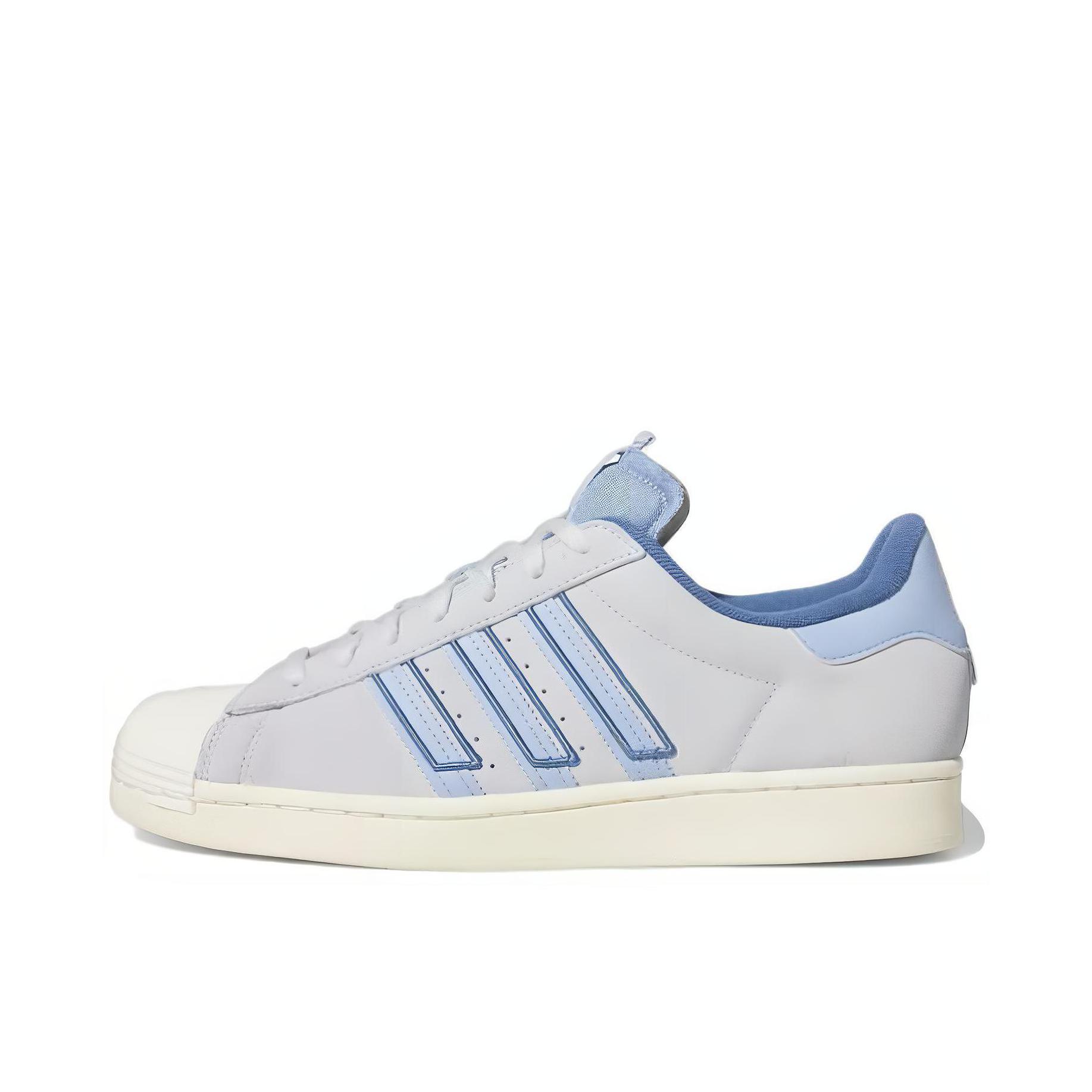 推荐商品：【宋雨琦同款】 adidas Originals Superstar 板鞋 轻便贝壳头薄底舒适百搭耐磨复古 灰色/天蓝