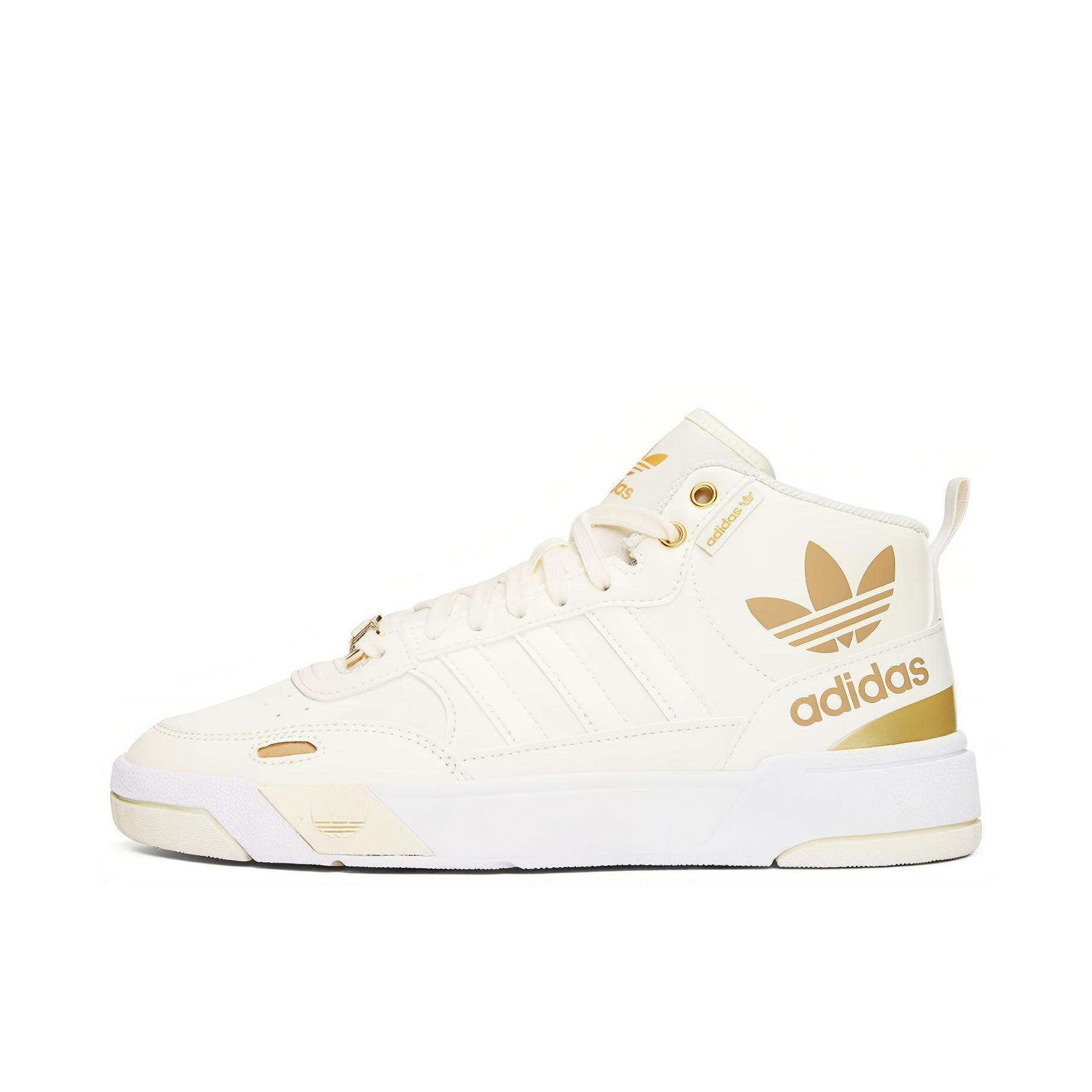推荐商品：adidas Originals Post Up 板鞋 复古休闲防滑耐磨轻便篮球风圆头 女款/米白/金色