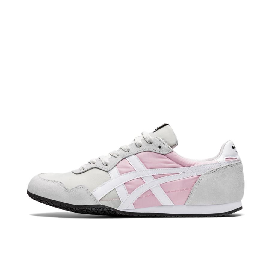 推荐商品：Onitsuka Tiger 鬼冢虎 Serrano 运动休闲鞋 舒适轻便防滑耐磨网布透气百搭复古减震包裹性低帮 浅灰色/粉红色