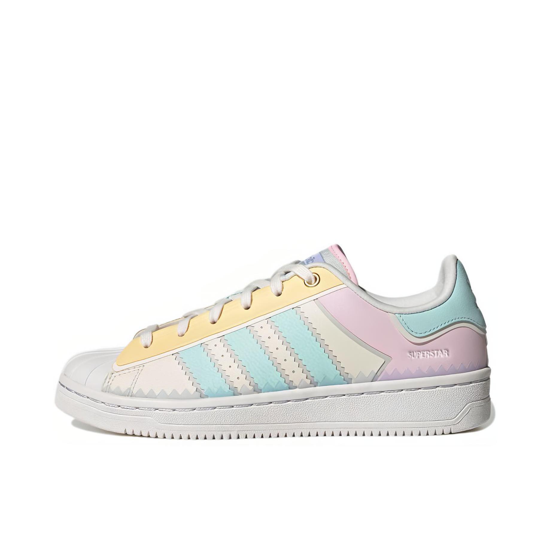推荐商品：【宋雨琦同款】 adidas Originals Superstar 板鞋 轻便贝壳头薄底舒适百搭耐磨复古 粉色/绿色/米色