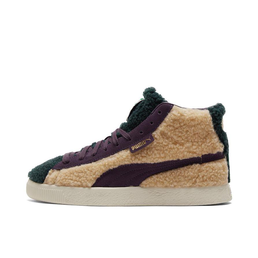 推荐商品：Puma/彪马 Basket Mid XXI 防滑耐磨 舒适透气 复古百搭 运动休闲鞋 杏色/紫色