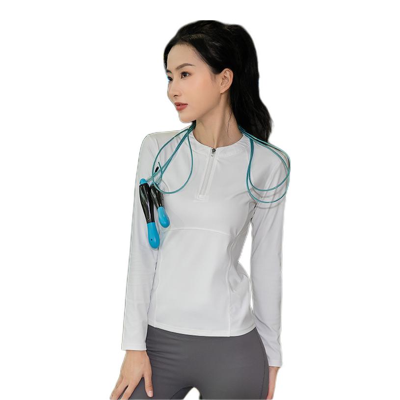 推荐商品：哈梵 纯色速干半拉长袖瑜伽服 女装 CX209 玉石白