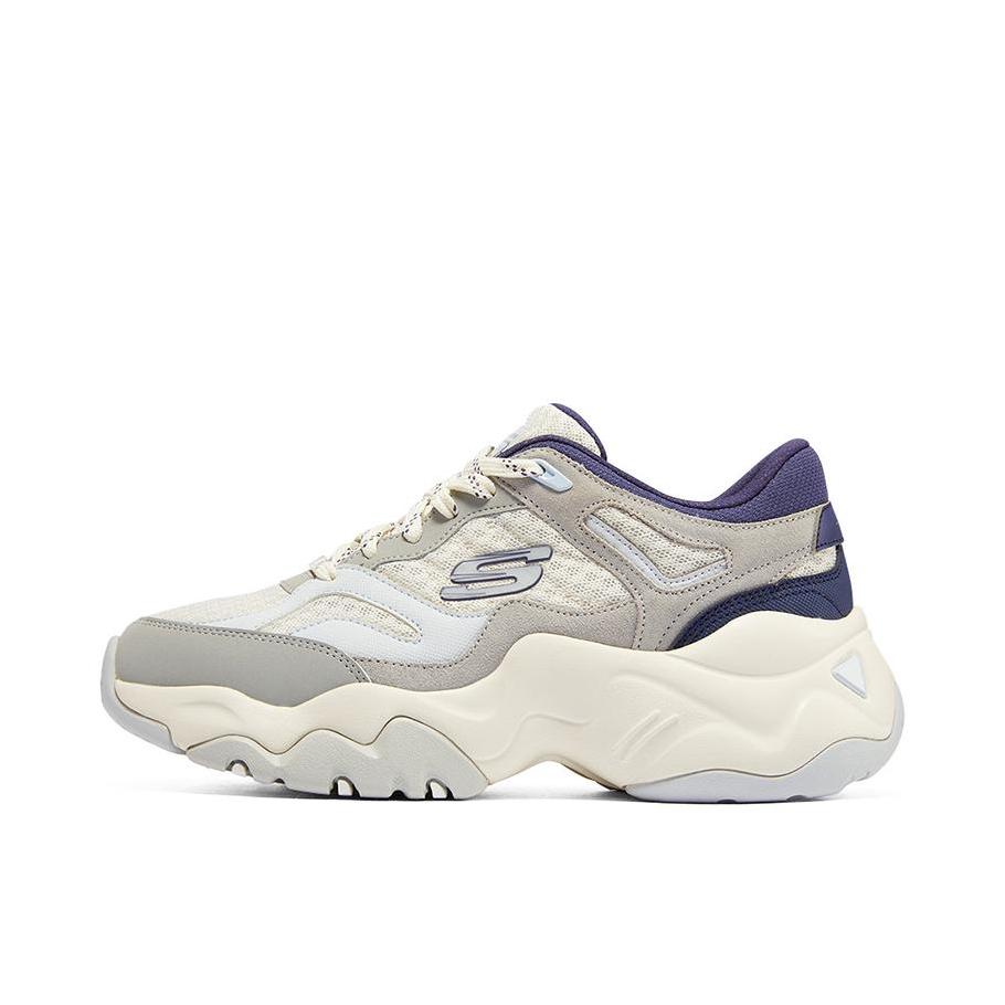 推荐商品：Skechers/斯凯奇 D'Lites 3.0 老爹鞋 休闲舒适防滑 女款/灰色/海军蓝