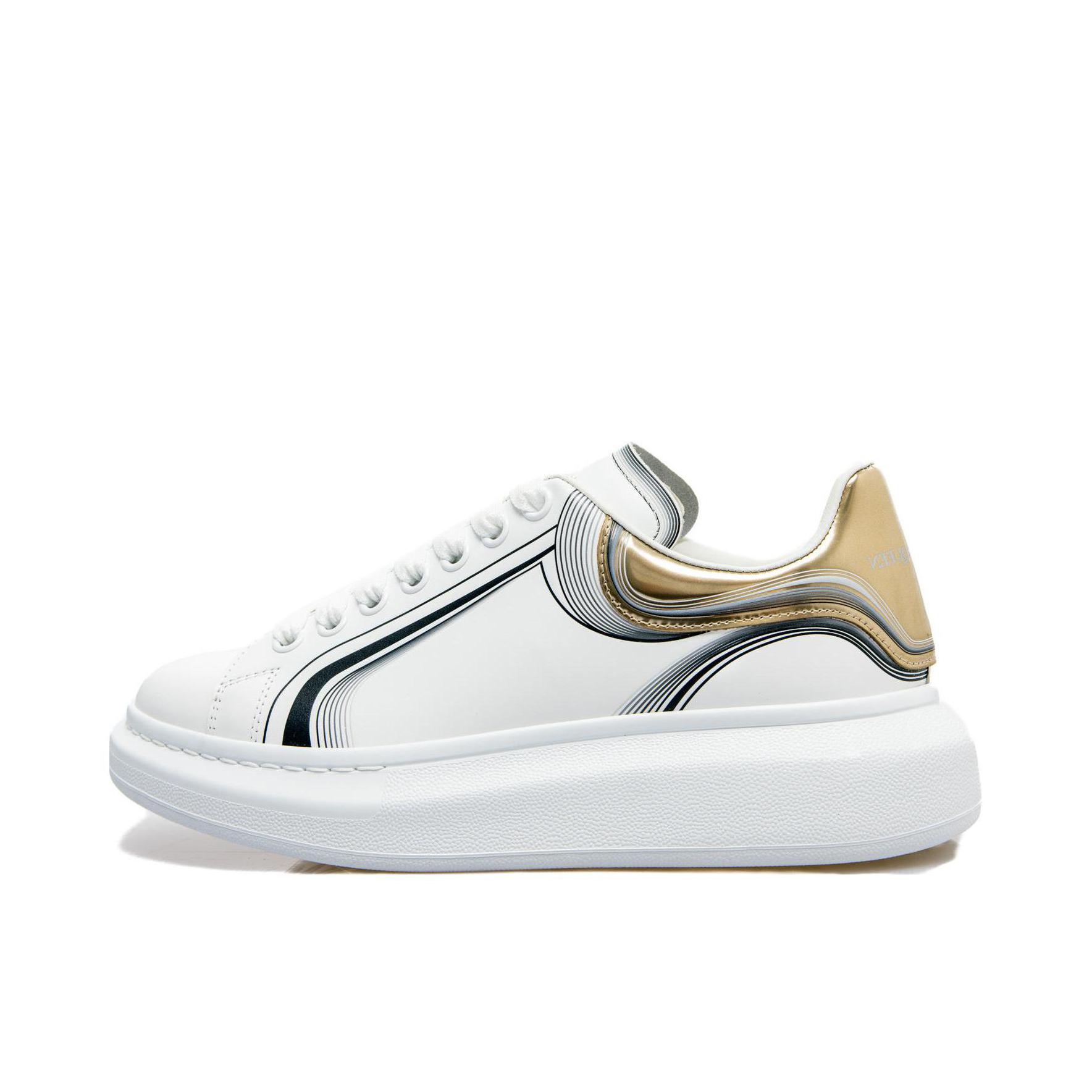 推荐商品：Alexander McQueen/亚历山大麦昆 Oversized 阔型 时尚 圆头平底 运动休闲鞋 白色