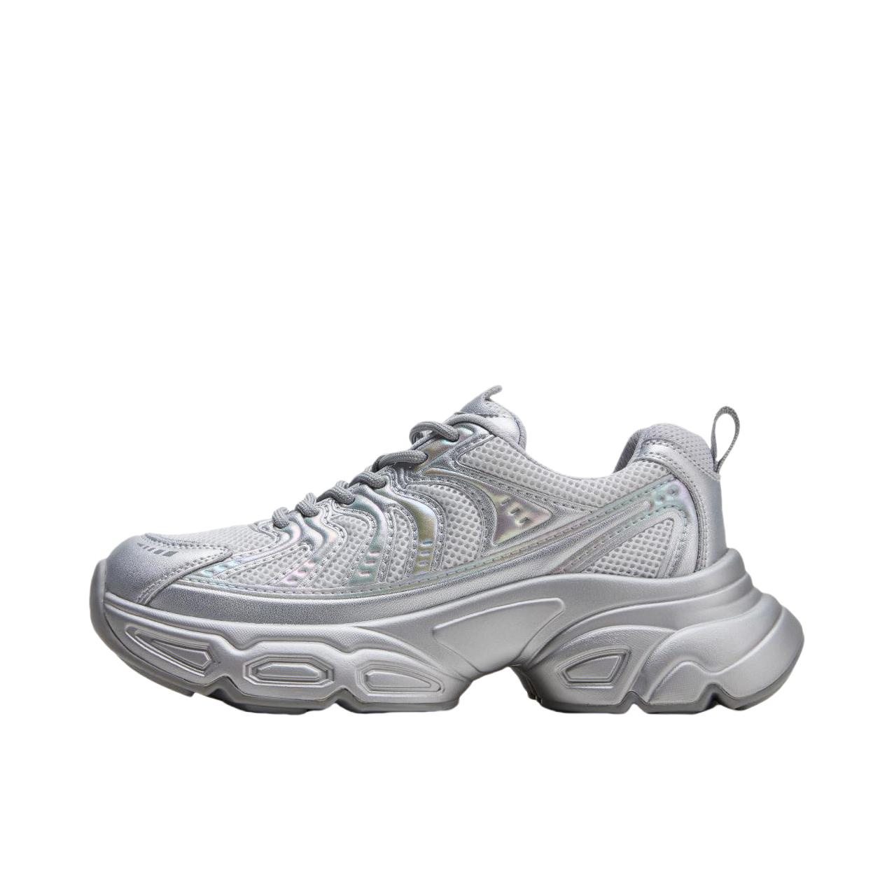 推荐商品：热风 厚底 显瘦 增高 圆头 舒适透气 低帮 时尚休闲 老爹鞋 H42W4722 女款/银色 