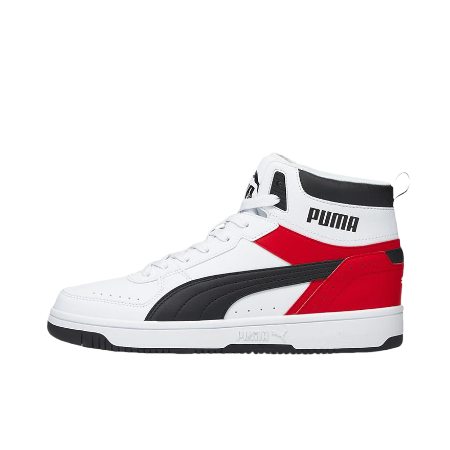 推荐商品：Puma/彪马 Rebound Joy 板鞋 防滑耐磨减震透气拼接复古百搭圆头贴合休闲运动篮球风 高帮/白色/红色