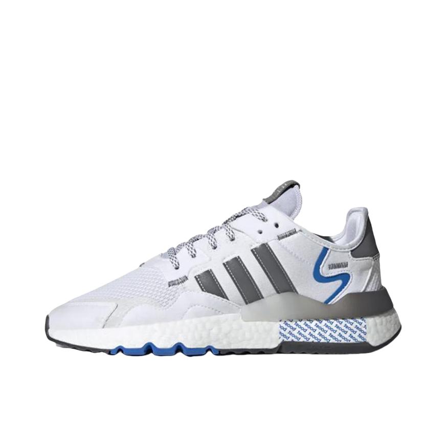 推荐商品：adidas Originals Nite Jogger BOOST 透气 防滑 支撑 中底 复古 运动休闲鞋 灰白蓝