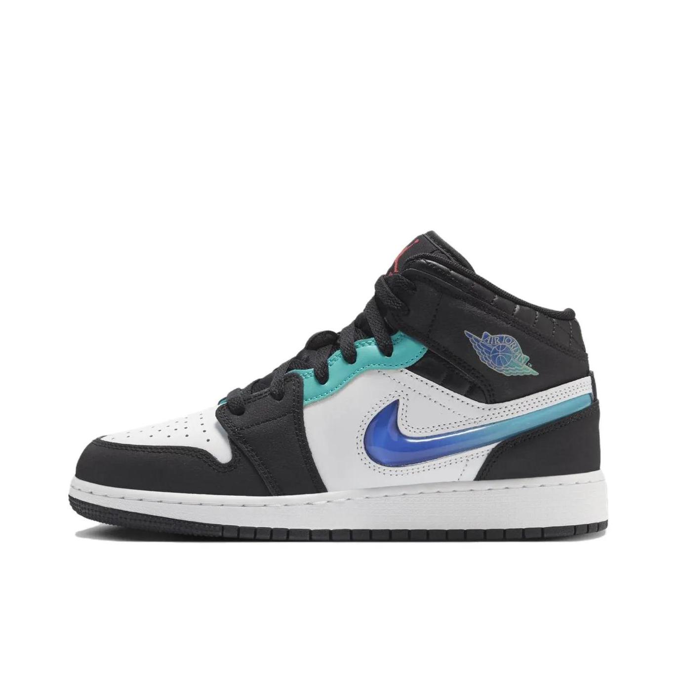 推荐商品：Air Jordan 1 板鞋 运动休闲鞋 复古潮流支撑合成革 GS/中帮/黑色/白色/蓝色