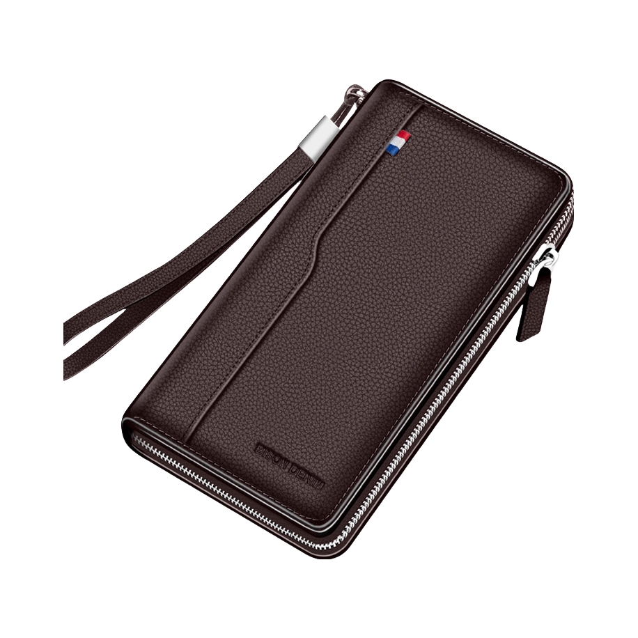 推荐商品：bison denim/美洲野牛 长款真皮拉链多卡位钱夹卡包手拿包钱包