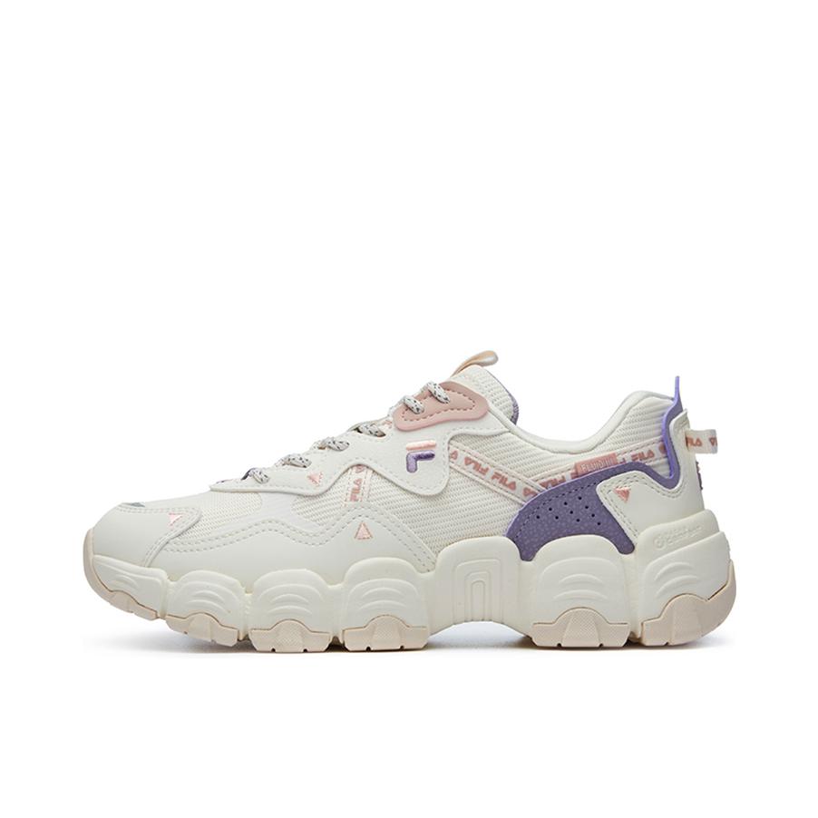 推荐商品：FILA/斐乐 猫爪3代 防滑耐磨 网面透气 舒适百搭 复古增高 运动休闲鞋 女款/奶白/紫色