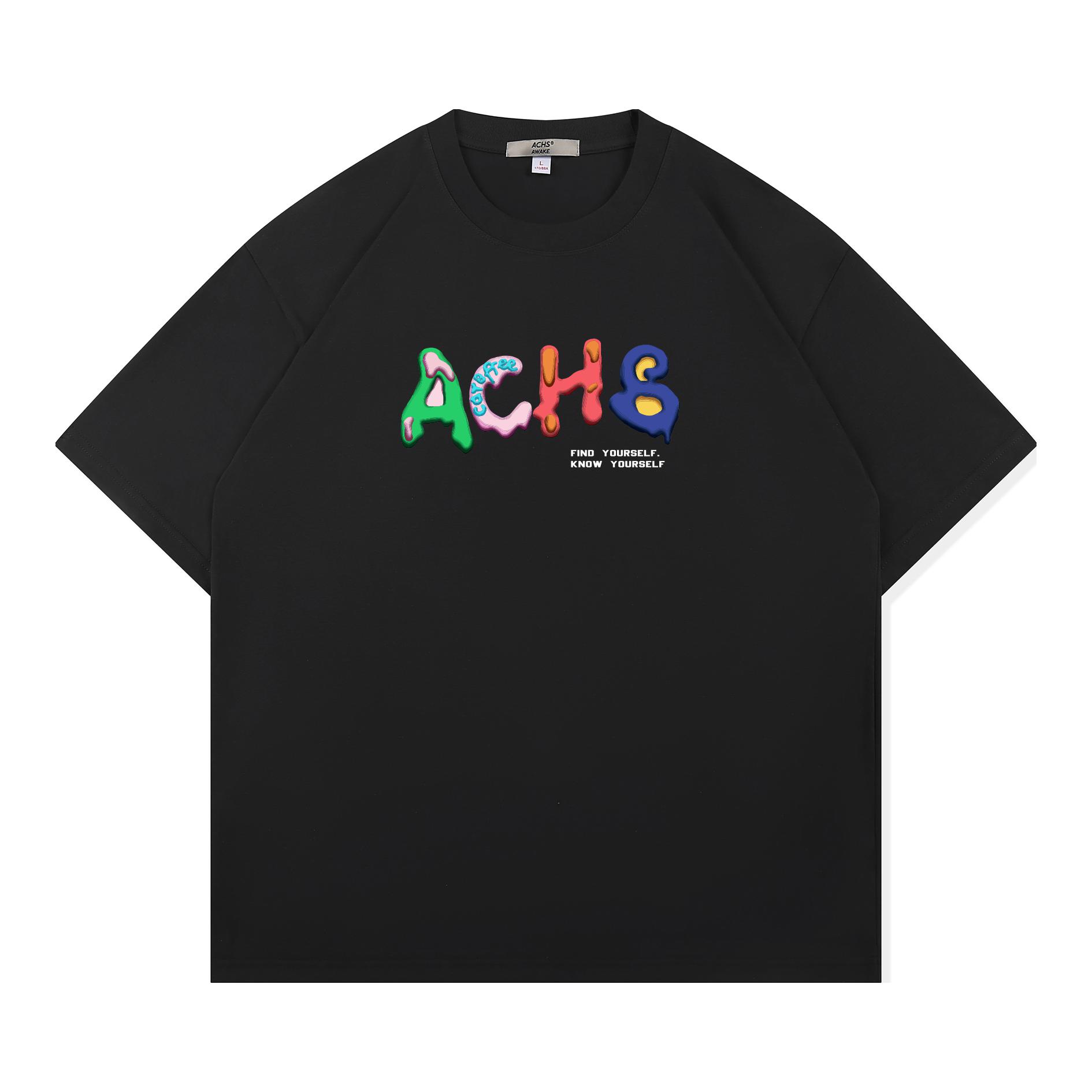 ACHS AWAKE 趣味卡通甜甜圈Logo字体印花短袖T恤 男女同款 ACHS21B189Z