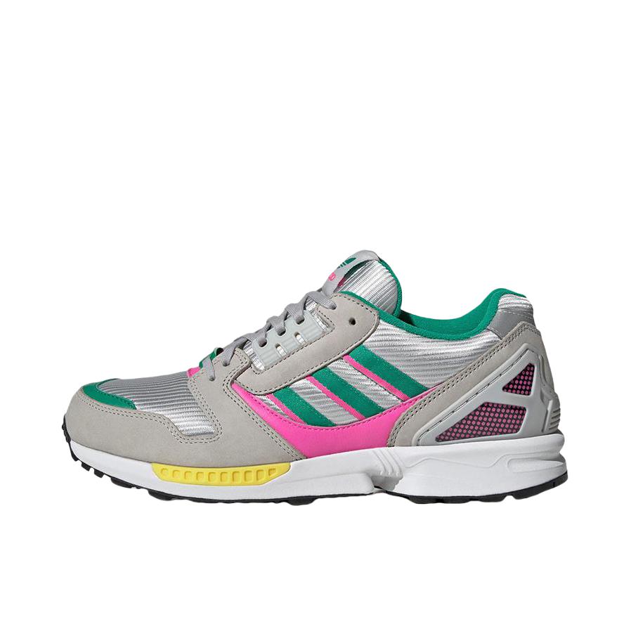 推荐商品：adidas Originals ZX 8000 复古 舒适百搭 防滑耐磨 轻便透气 织物 低帮 缓震 运动休闲鞋 银白/浅灰/绿色