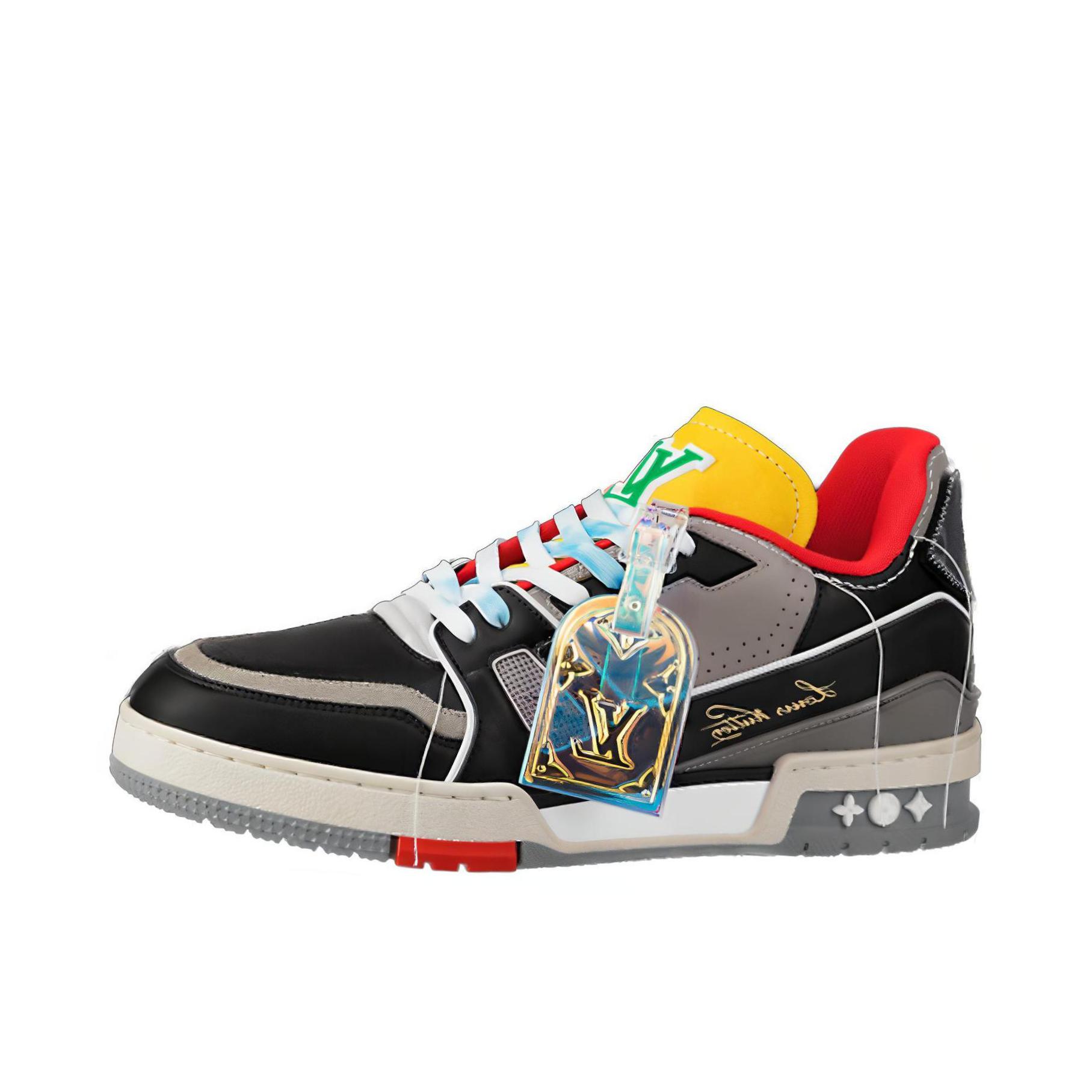 推荐商品：Louis Vuitton Trainer系列 时尚 牛皮 圆头 防滑 轻便 板鞋 黑色/红色/黄色/灰色