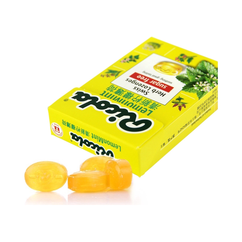 推荐商品：Ricola/利口乐 瑞士进口 润喉糖 薄荷糖 40g 盒装 无糖柠檬薄荷味