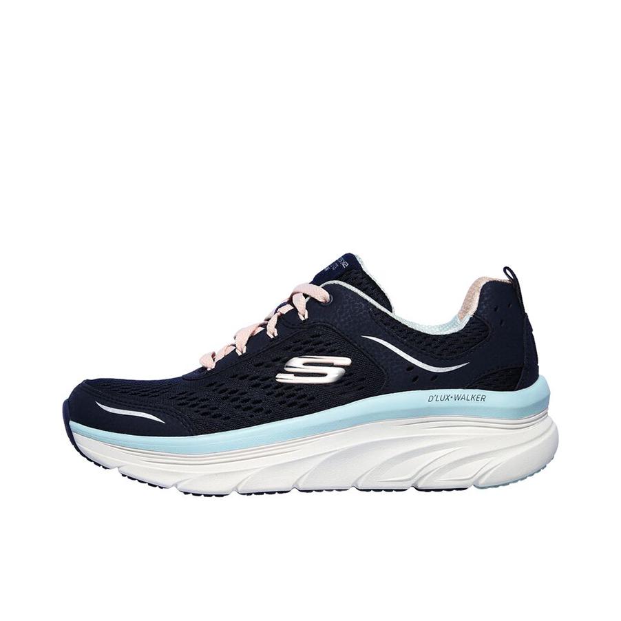 推荐商品：Skechers/斯凯奇 D'lux Walker 减震软底 防滑耐磨 舒适百搭 网面透气 加绒 轻质 厚底 运动休闲鞋 蓝色