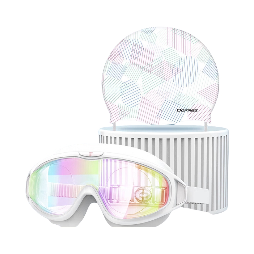 推荐商品：DUFAILY 大框平光 防雾近视 泳镜泳帽套装