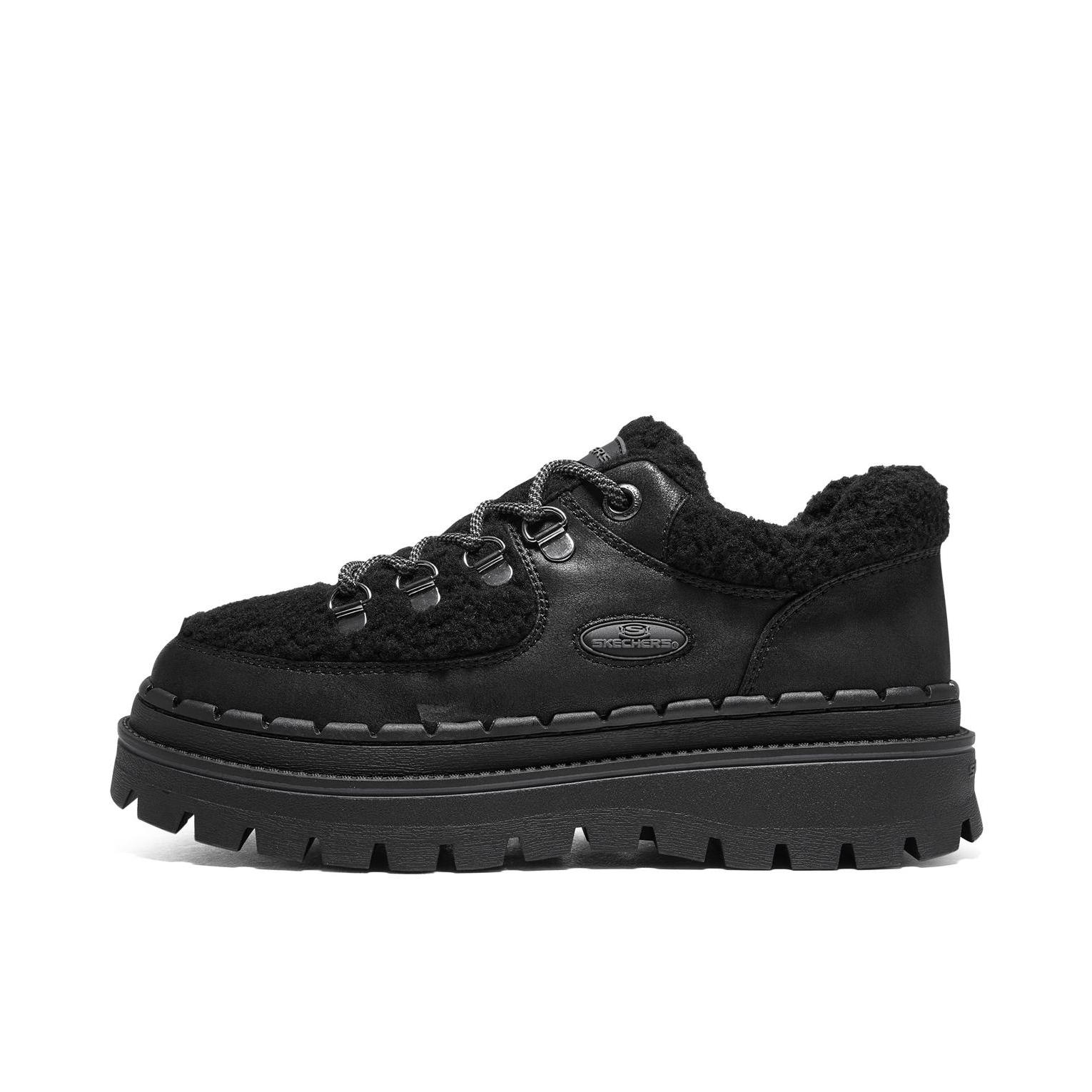 推荐商品：Skechers/斯凯奇 厚底增高 防滑耐磨 加绒保暖 百搭复古 休闲鞋 167902 加绒/女款/黑森林