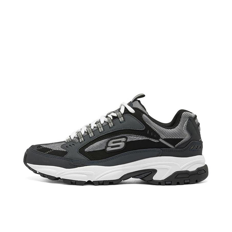 推荐商品：Skechers/斯凯奇 Stamina 防滑耐磨 舒适透气 厚底 减震回弹 轻便 复古百搭 支撑 增高鞋 海军蓝色/黑色
