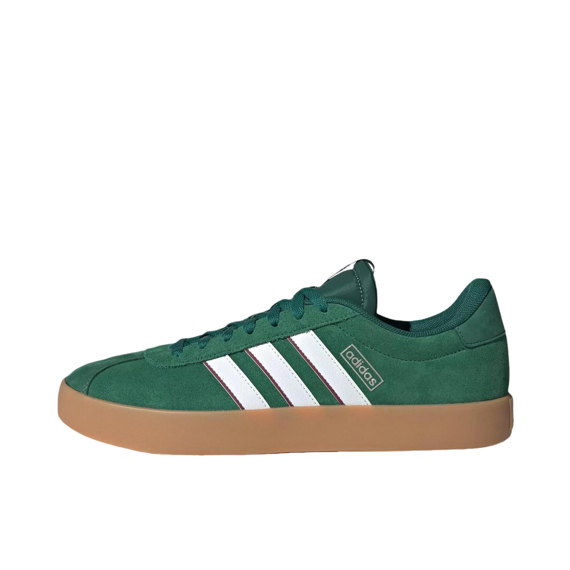 推荐商品：adidas VL Court 3.0 板鞋 T头鞋 德训鞋 舒适百搭防滑耐磨运动休闲贴合支撑圆头 深绿/白色/棕色