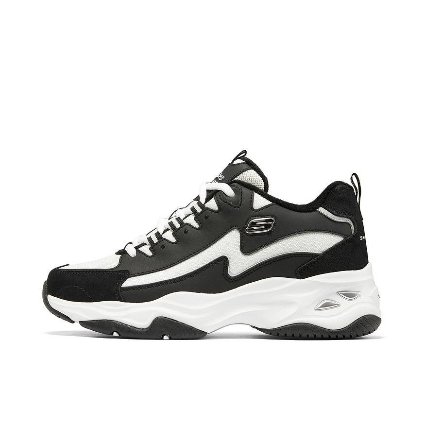 推荐商品：【赵露思同款】 Skechers/斯凯奇 D'Lites 4.0 老爹鞋 熊猫鞋 跑鞋 减震耐磨网面透气复古时尚增高厚底绑带运动休闲 女款/加绒/黑色/白色