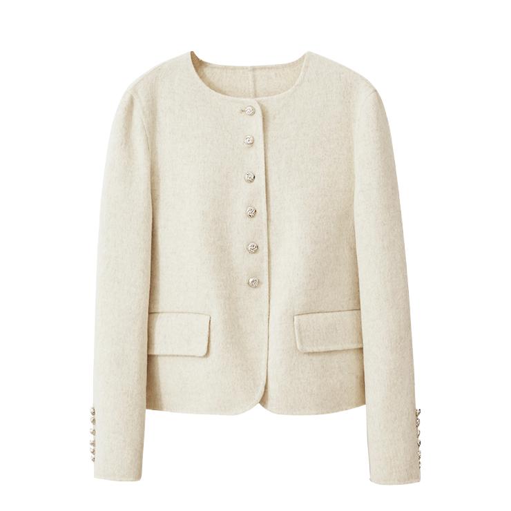 推荐商品：Amii  小个子耐磨亲肤透气毛呢外套 女装 12324014 米杏 12324014