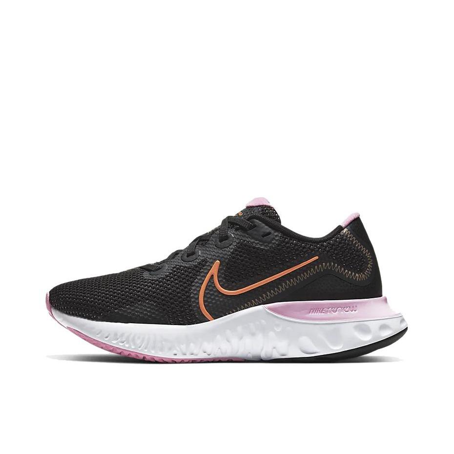 推荐商品：Nike Renew Run 跑鞋 缓震回弹轻便透气耐磨休闲防滑 Black/Orange Pulse/White/Pink 黑粉橙