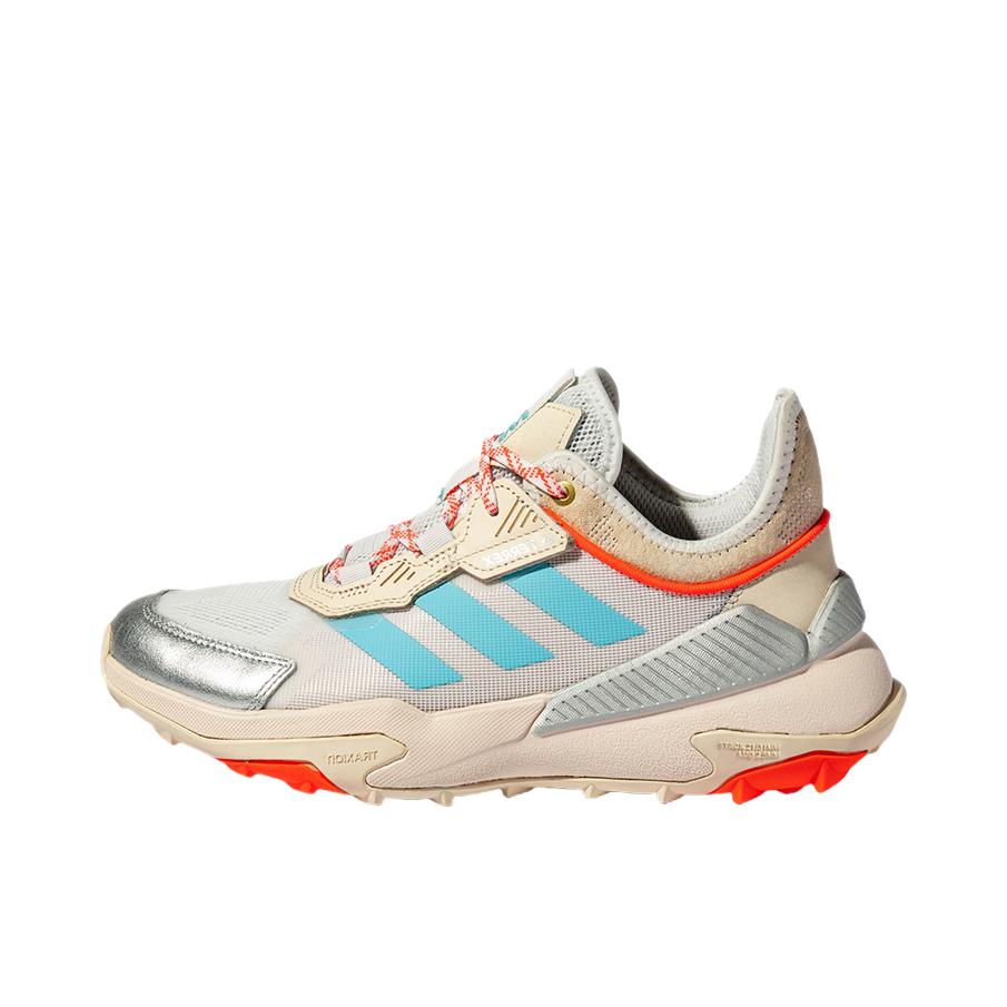推荐商品：adidas TERREX HYPERBLUE 防滑耐磨 透气 登山 徒步鞋 米黄/蓝绿/银色