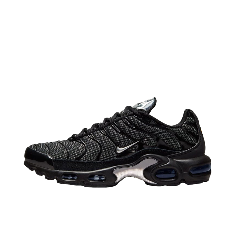 推荐商品：Nike Air Max Plus 跑鞋 休闲舒适轻便网布透气防滑耐磨气垫缓震包裹性贴合圆头 反光/黑色/银色
