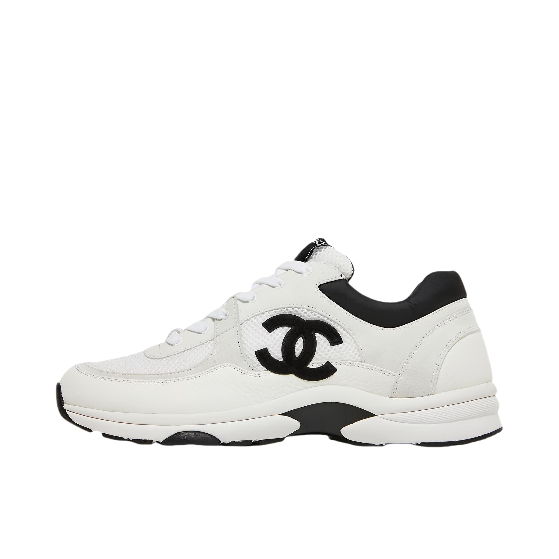 推荐商品：Chanel 时尚百搭 网面透气 防滑耐磨 减震 圆头微标 牛皮 运动休闲鞋 G34360 Y53536 0I259 白色/黑色