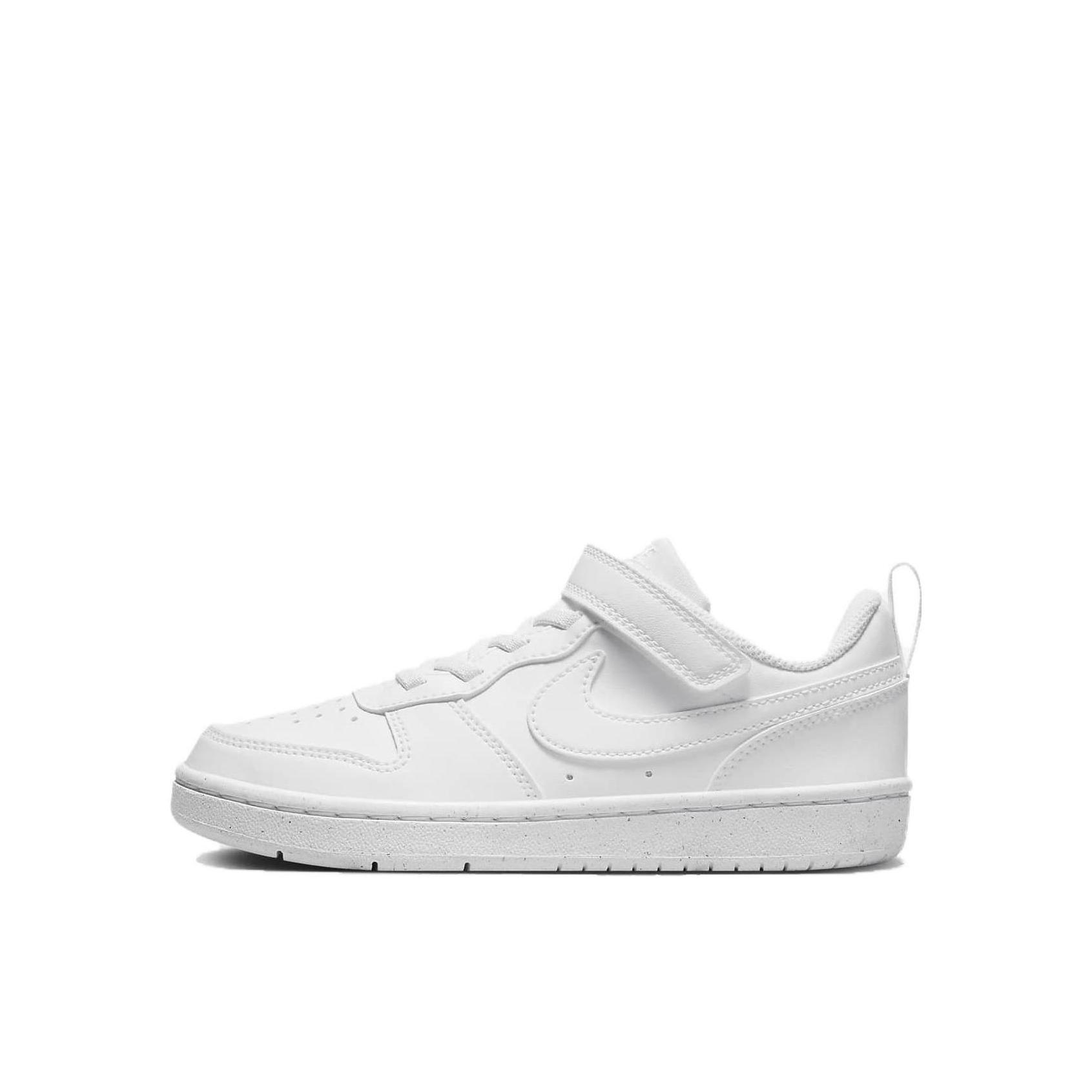 推荐商品：Nike  Court Borough  时尚潮流 舒适轻便 休闲耐磨  板鞋 儿童 小童/纯白色